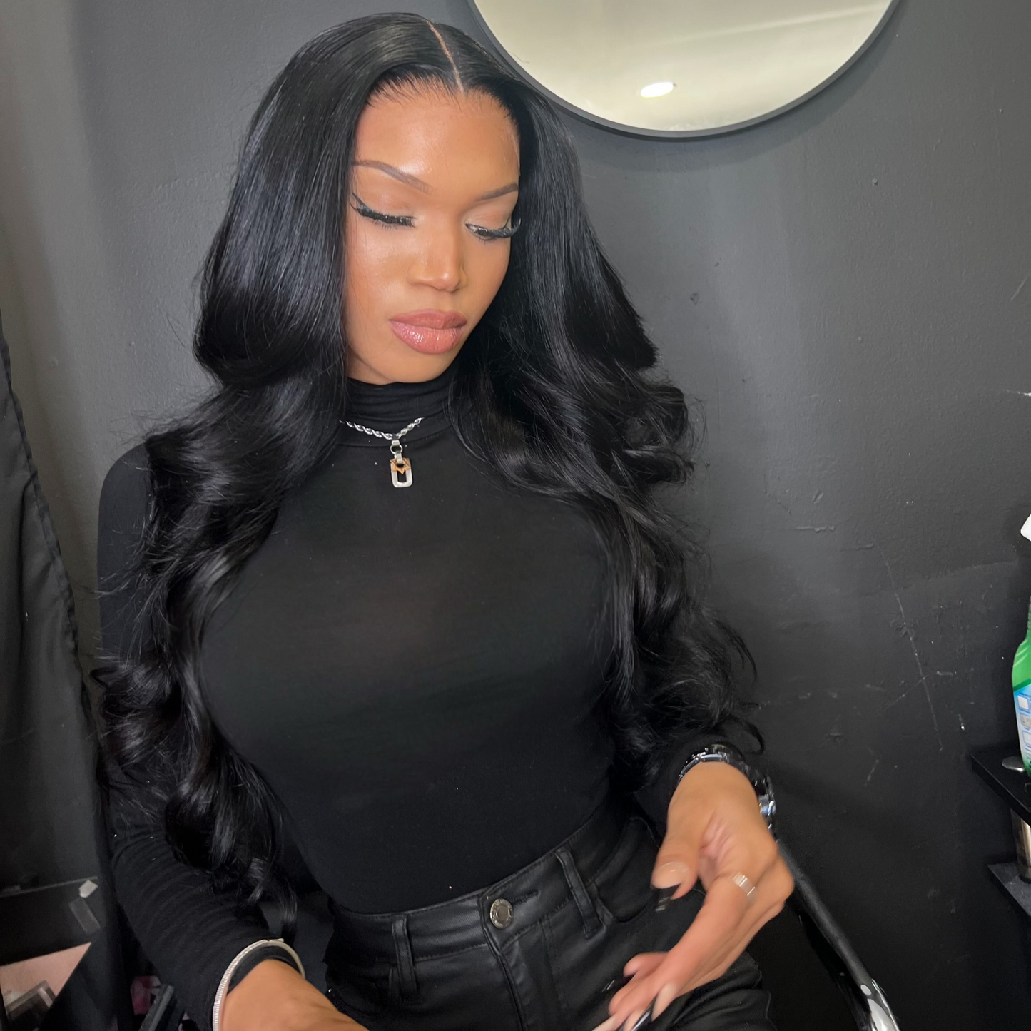 28" Natural Black Straight Wig