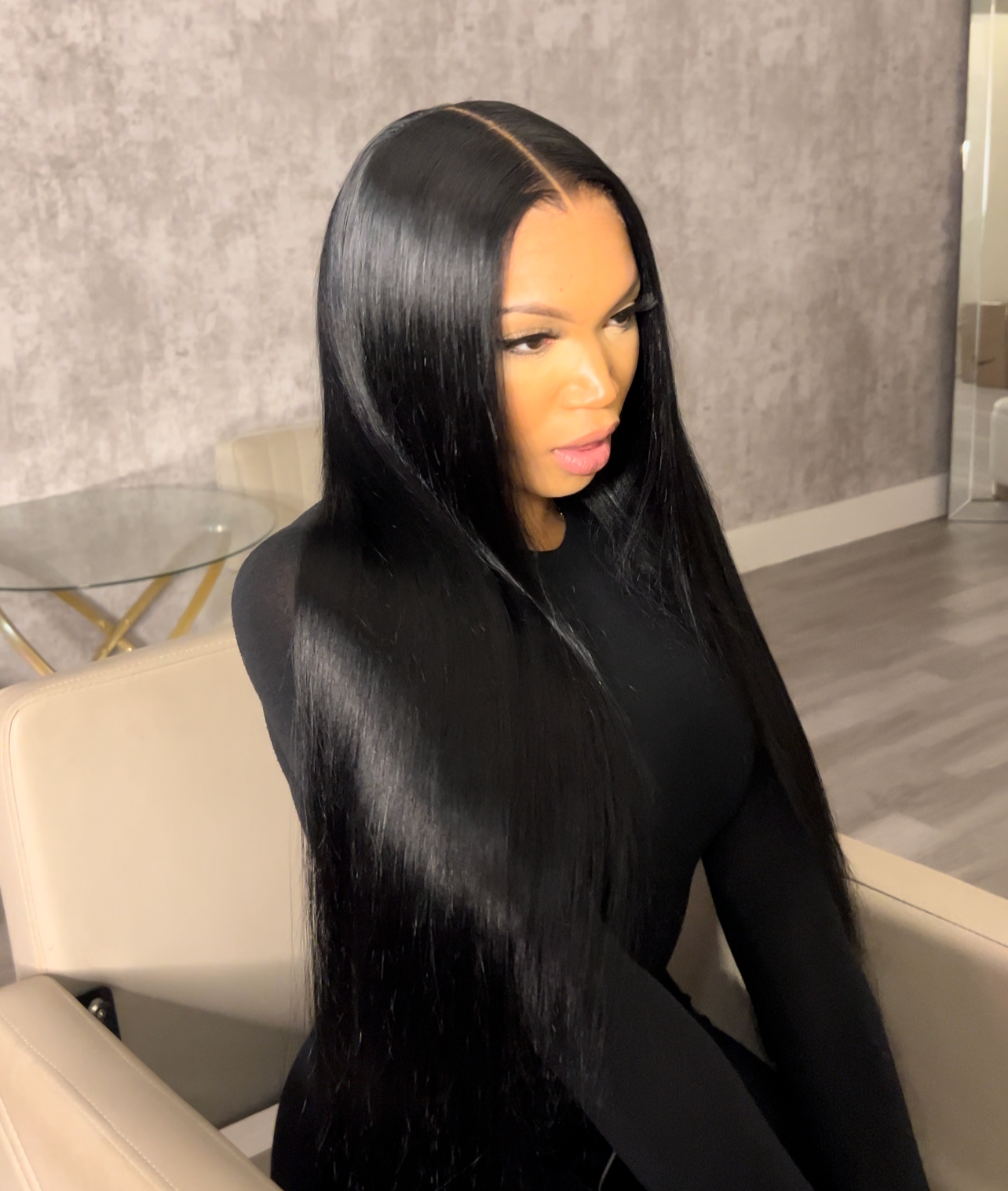 30" Natural Black Straight Wig