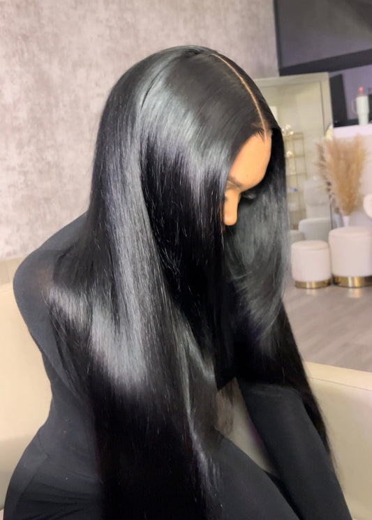 26" Natural Black Straight Wig