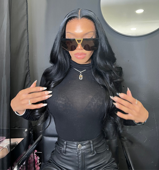 28" Natural Black Straight Wig