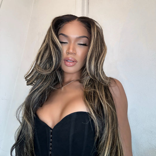 30" Brown Highlighted Wig