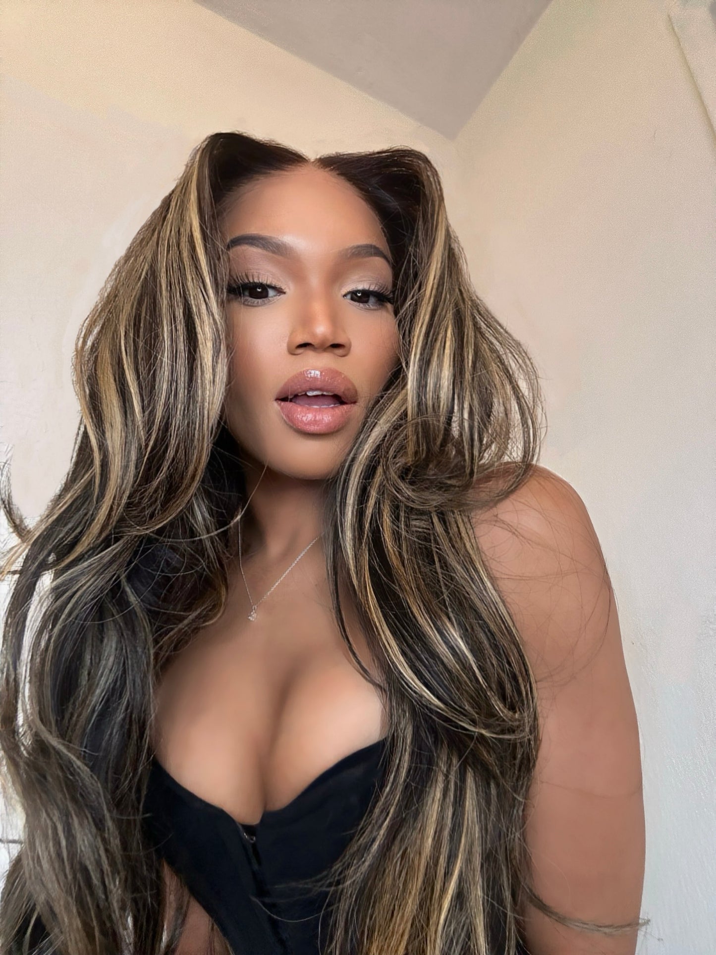30" Brown Highlighted Wig