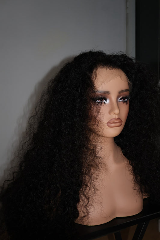 30" Natural Black Kinky Curly Wig