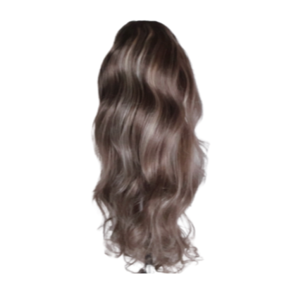 24" Brown Highlighted Wig